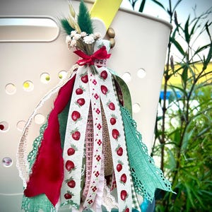 Vintage Strawberry Tote Bag Tag: Tassel Charm, Purse Accessory