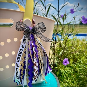 Black Bow Football Bag Tag: Custom Backpack Homecoming Mum, Luggage Charm