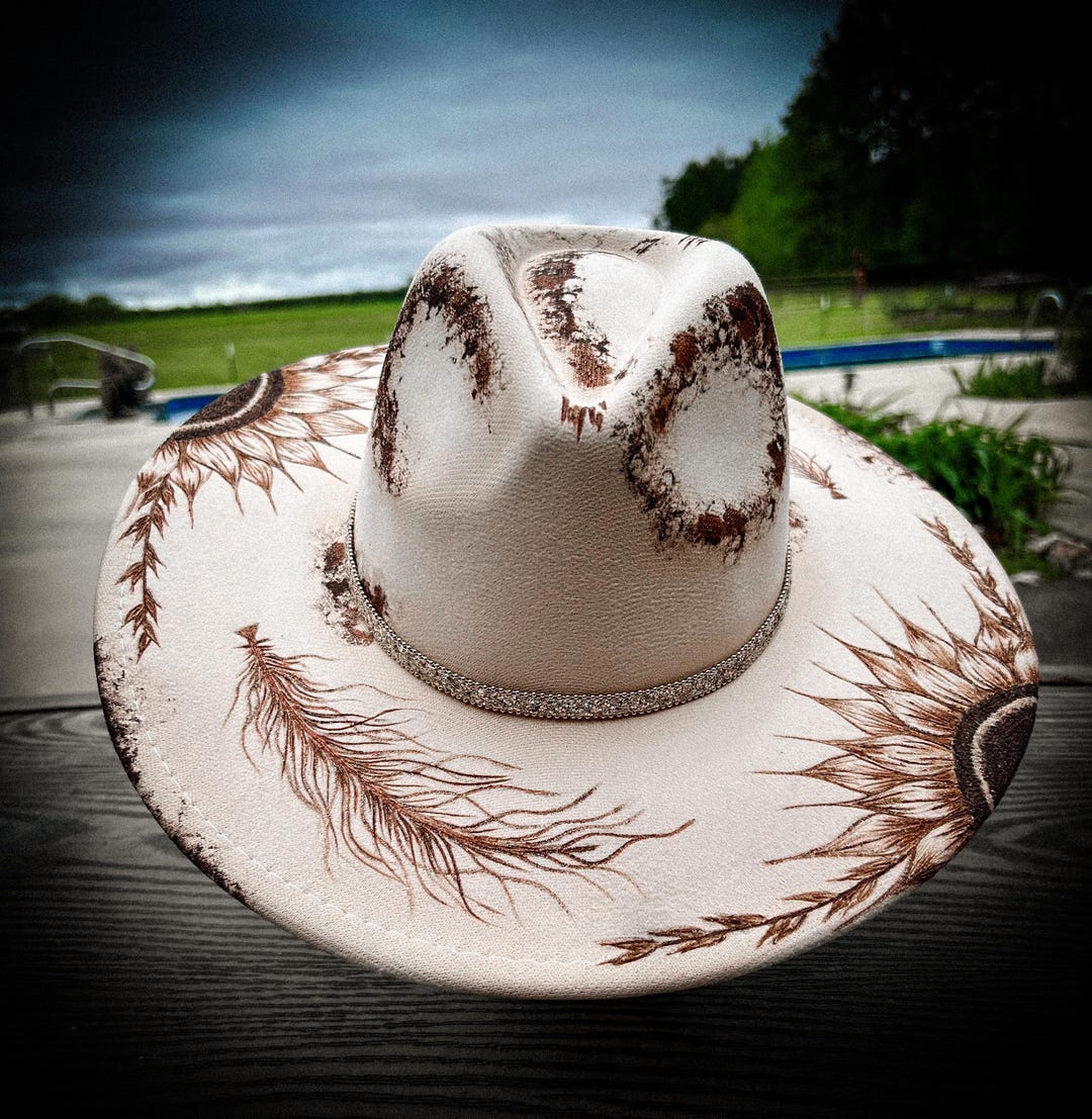 Rustic Sparkle Custom Branded Wide Brim Hat-burned/burnt, Painted ...