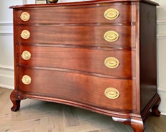 SOLD - Drexel Serpentine Mahogany Dresser | Entryway Accent Piece