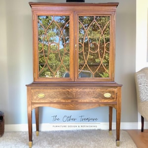 SOLD- Flame Mahogany Heirloom Display Cabinet | Hutch | Entryway display