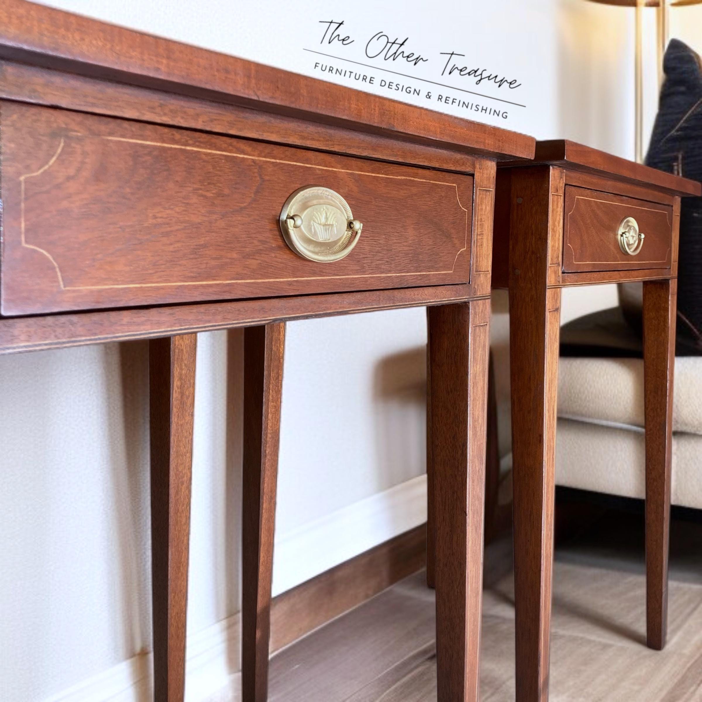 SOLD - 19th Century Antique Mahogany Nightstands | Restored Bedside Tables | 1800s Heirlooms