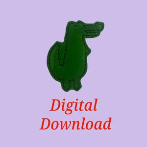 May include: Green alligator applique with a stitched outline. Digital Download.