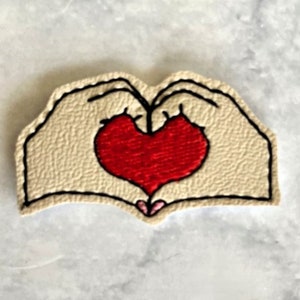 Heart Hands Digital Feltie Embroidery Design File ITH