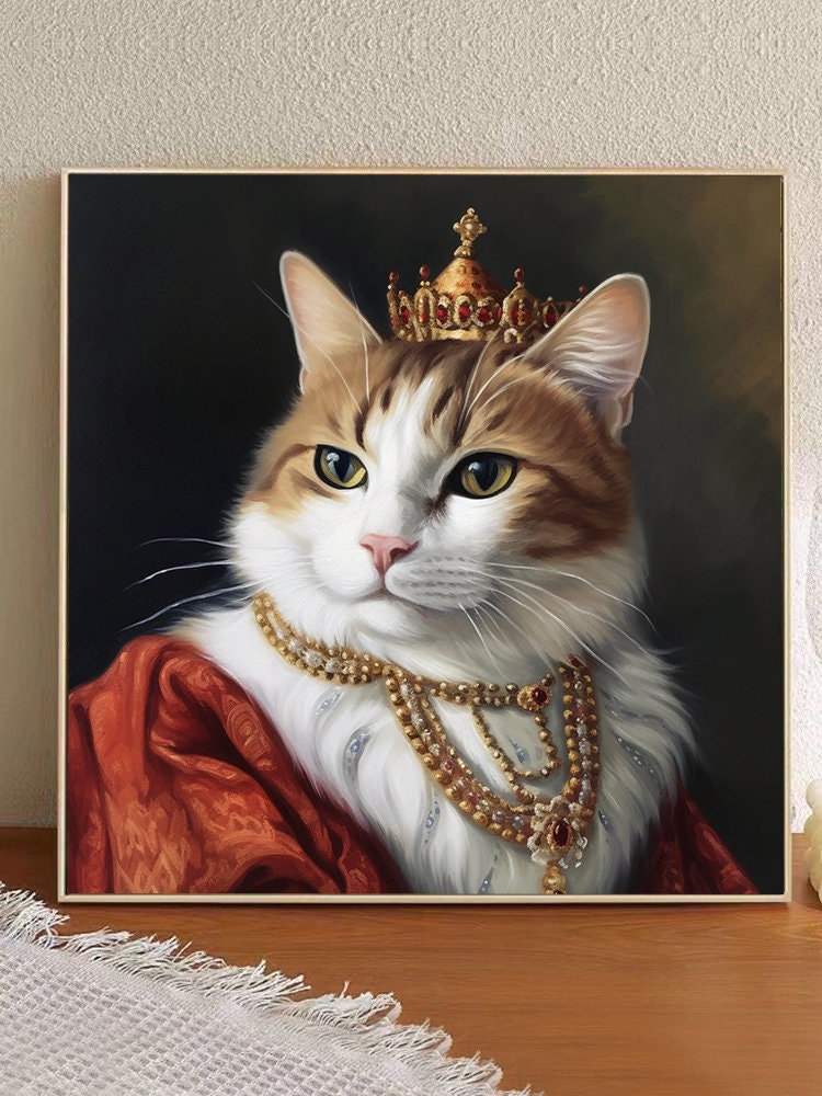 Custom Pet Portrait Royal Pet Portrait King Cat Queen Cat Etsy Canada