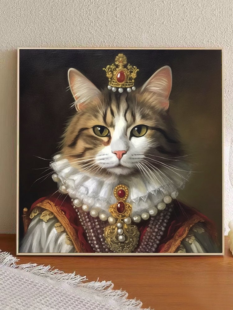 Custom Pet Portrait Royal Pet Portrait King Cat Queen Cat Etsy Canada