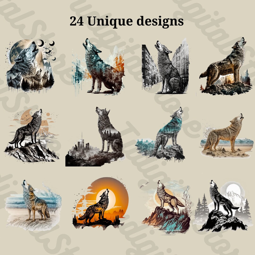Wolves Howling Graphics Wolf Clipart Howling Wolf - 24 Graphics Animal Clipart - Wolves in ...
