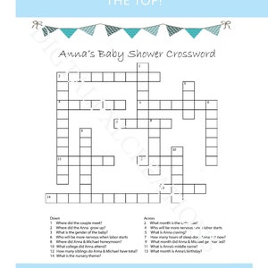 Personalize Baby Shower Crossword Puzzle - Etsy