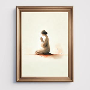 Praying Woman Art Print: Modern Christian Decor (Digital Download)