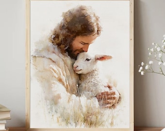 Jesus Christ Holding Lamb: LDS Christian Home Decor(Digital Download)