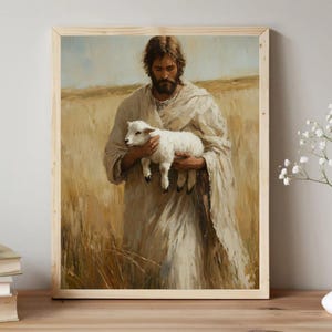 Jesus Holding Lamb Art: Good Shepherd Christian Home Decor