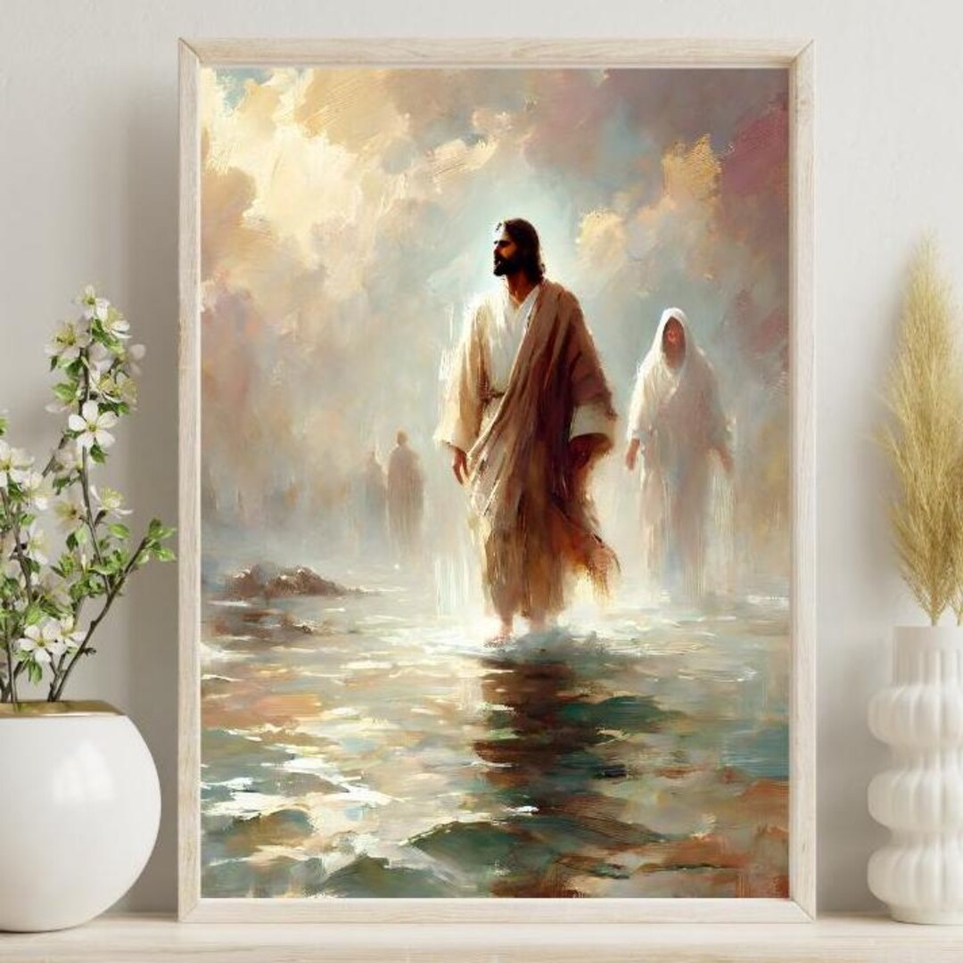 Jesus Walking on Water Art Print Christian Wall Art Religious Home ...