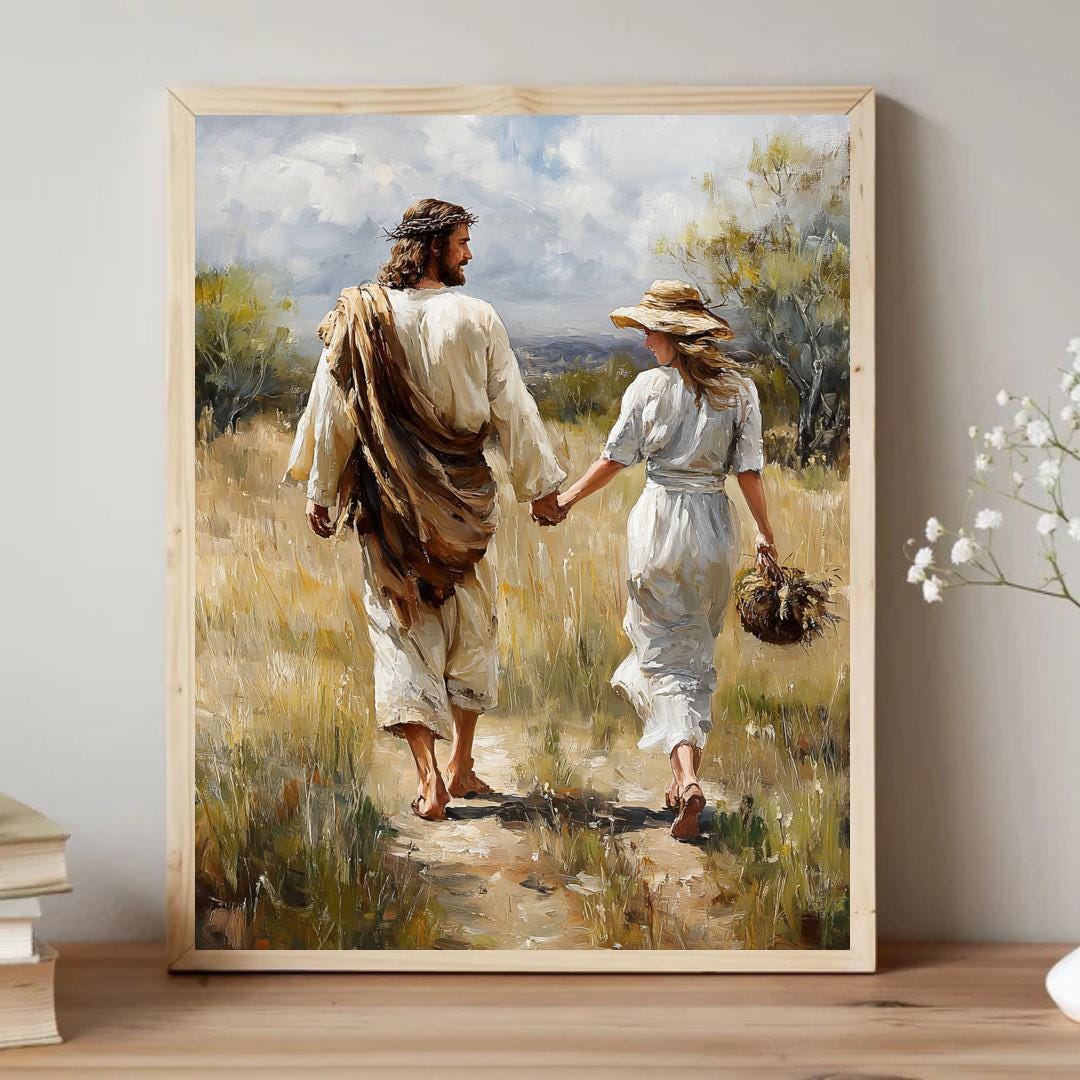 Christ Walking With Woman on Covenant Path: Christian LDS Wall Decor ...