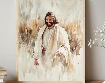 Impression d'art Jésus souriant : décoration murale LDS chrétienne (téléchargement numérique)