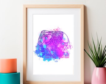 Watercolor Elephant Zen Symbol, Mindfulness Poster, Motivational Poster, Zen Poster, Self Care Poster, Zen Poster, Zen Wall Decor, Zen Art