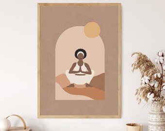 Garland Pose Yoga Poster, Malasana Pose, Yoga Poster, Yoga Pose Poster, Yoga Artwork, Yoga Studio Decor, Yoga Wall Decor, Yoga Teacher Gift