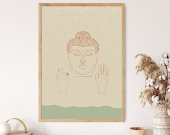 Boeddha mudra's, handgebaren, zenposter, zenmuurdecor, zenkunst, zendefinitieprint, zensymbool, boeddhaposter, muurdecoratie over het bed