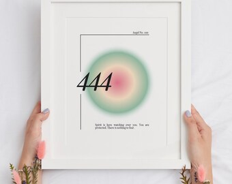 444 Angel Number Poster, Minimalist Spiritual Decor, Numerology Art Digital Download, Numerology Gift, Angelic Protection Decor