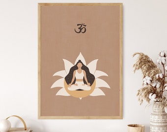 Lotus Pose Yoga Poster, Om Symbol, Yoga Poses, Yoga Poster, Yoga Pose Poster, Yoga Artwork, Lotus Decor, Yoga Wall Decor, Yoga Teacher Gift