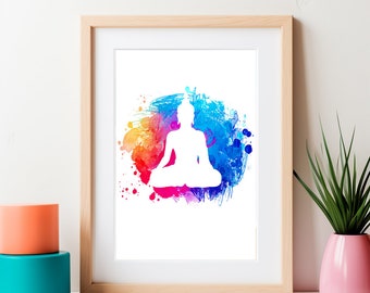 Aquarell Meditation Yogi Poster, Motivations Poster, Yoga Poster, Self Care Poster, Yoga Studio Dekor, Yoga Wand Dekoration, Yoga Lehrer Geschenk
