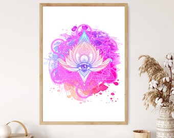 Watercolor Third-Eye Chakra Poster, Mindfulness Poster, Zen Poster, Yoga Poster,Self Care Poster,Yoga Wall Decor,Zen Wall Decor,Zen Wall Art