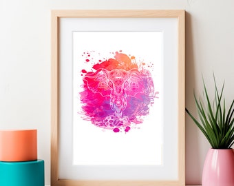 Watercolor Elephant Zen Symbol, Mindfulness Poster, Motivational Poster, Zen Poster, Self Care Poster, Zen Poster, Zen Wall Decor, Zen Art