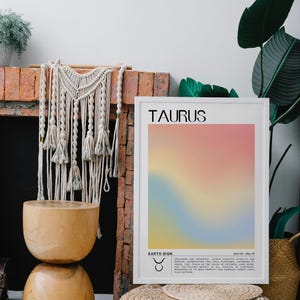 Taurus Zodiac Sign Poster, Minimalist Astrology Print, Digital Download Wall Art, Minimalist Taurus Decor, Taurus Birthday Gift