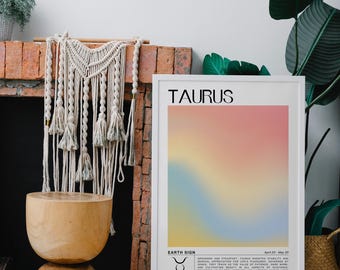 Taurus Zodiac Sign Poster, Minimalist Astrology Print, Digital Download Wall Art, Minimalist Taurus Decor, Taurus Birthday Gift