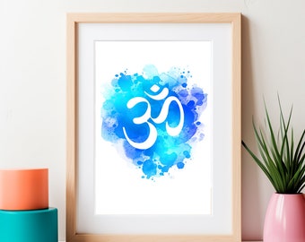 Watercolor Om Zen Symbol, Mindfulness Poster, Motivational Poster,Yoga Poster,Self Care Poster,Yoga Studio Decor,Zen Wall Decor,Zen Wall Art