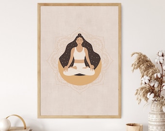 Easy Pose Yoga Poster, Lotus Pose, Yoga Poses, Yoga Poster, Yoga Pose Poster, Yoga Artwork, Lotus Decor, Yoga Wall Decor, Yoga Teacher Gift