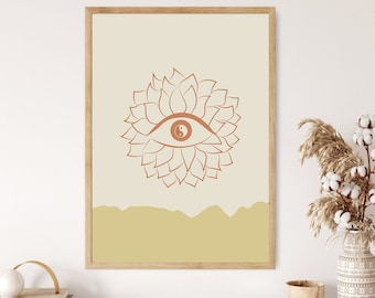 Yin Yang & Eye Zen Symbol, Zen Poster, Zen Wall Decor, Zen Art, Zen Definition Print, Zen Symbol, Yin Yang Poster, Over The Bed Wall Decor