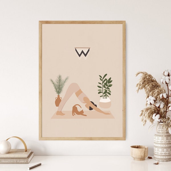 Cat Pose Yoga Poster, Cat Yoga, Yoga Pose, Yoga Poster, Yoga Pose Poster, Yoga Artwork, Yoga Studio Decor, Yoga Wall Decor,Yoga Teacher Gift