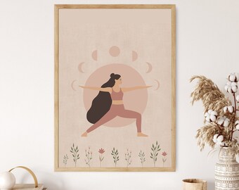 Warrior 2 Pose Yoga Poster, Virabhadrasana, Yoga Pose, Yoga Poster, Yoga Pose Poster, Yoga Artwork, Yoga Studio, Yoga Wall Decor,Yoga Gift