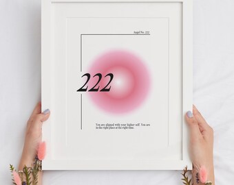 222 Angel Number Poster, Printable Wall Art, Minimalist Spiritual Decor, Numerology Art Digital Download