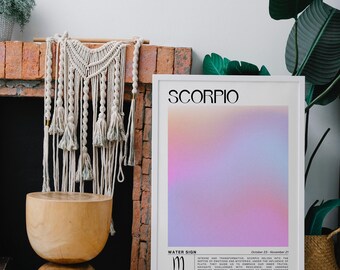Scorpio Zodiac Sign Poster, Minimalist Astrology Print, Mystical Astrology Poster Digital Download, Modern Scorpio Decor, Scorpio Gift
