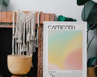 Capricorn Zodiac Sign Poster, Minimalist Astrology Print, Digital Download Wall Art, Modern Capricorn Decor, Capricorn Gift for Home