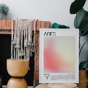 Aries Zodiac Sign Poster, Minimalist Astrology Print, Digital Download Wall Art, Astrology Poster Digital Download, Aries Birthday Gift