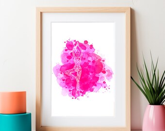 Watercolor Tree Yoga Pose Poster, Motivational Poster,Yoga Poster,Self Care Poster,Yoga Studio Decor,Yoga Wall Decor,Yoga Teacher Gift