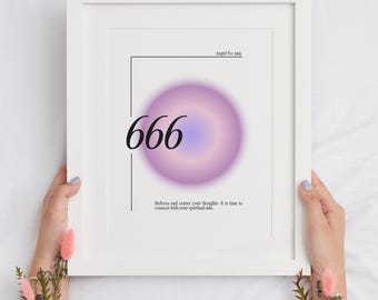 666 Angel Number Poster, Printable Wall Art, Minimalist Spiritual Decor, Numerology Art Digital Download