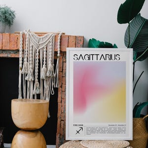 Sagittarius Zodiac Sign Poster, Wanderlust Sagittarius Decor, Sagittarius Gift Idea, Minimalist Astrology Print, Digital Download Wall Art