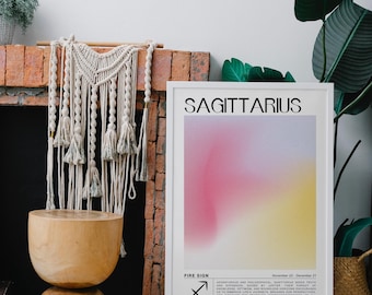 Sagittarius Zodiac Sign Poster, Wanderlust Sagittarius Decor, Sagittarius Gift Idea, Minimalist Astrology Print, Digital Download Wall Art