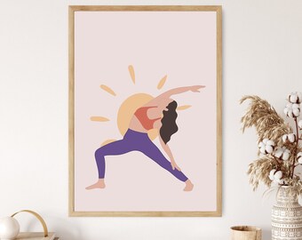 Reverse Warrior Pose Poster, Viparita Pose, Yoga Poster, Yoga Pose Poster, Yoga Artwork, Yoga Studio Decor, Yoga Wall Decor, Yoga Pose