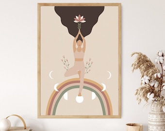 Tree Pose Yoga Poster, Vrkshasana, Yoga Pose, Yoga Poster, Yoga Pose Poster, Yoga Artwork, Yoga Studio, Yoga Wall Decor,Yoga Teacher Gift