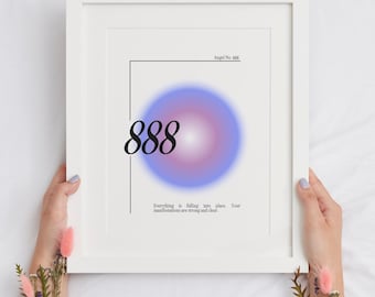 888 Angel Number Poster, Printable Wall Art, Minimalist Spiritual Decor, Numerology Art Digital Download