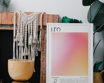Leo Zodiac Sign Poster, Minimalist Astrology Print, Digital Download Wall Art, Astrology Poster, Leo Gift for Astrology Lovers
