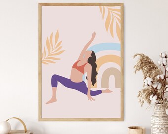 Reverse Crescent Low Lunge Pose Poster, Viparita Parivrtta Anjaneyasana Pose Poster, Yoga Poster, Yoga Pose Poster, Yoga Artwork, Yoga Pose
