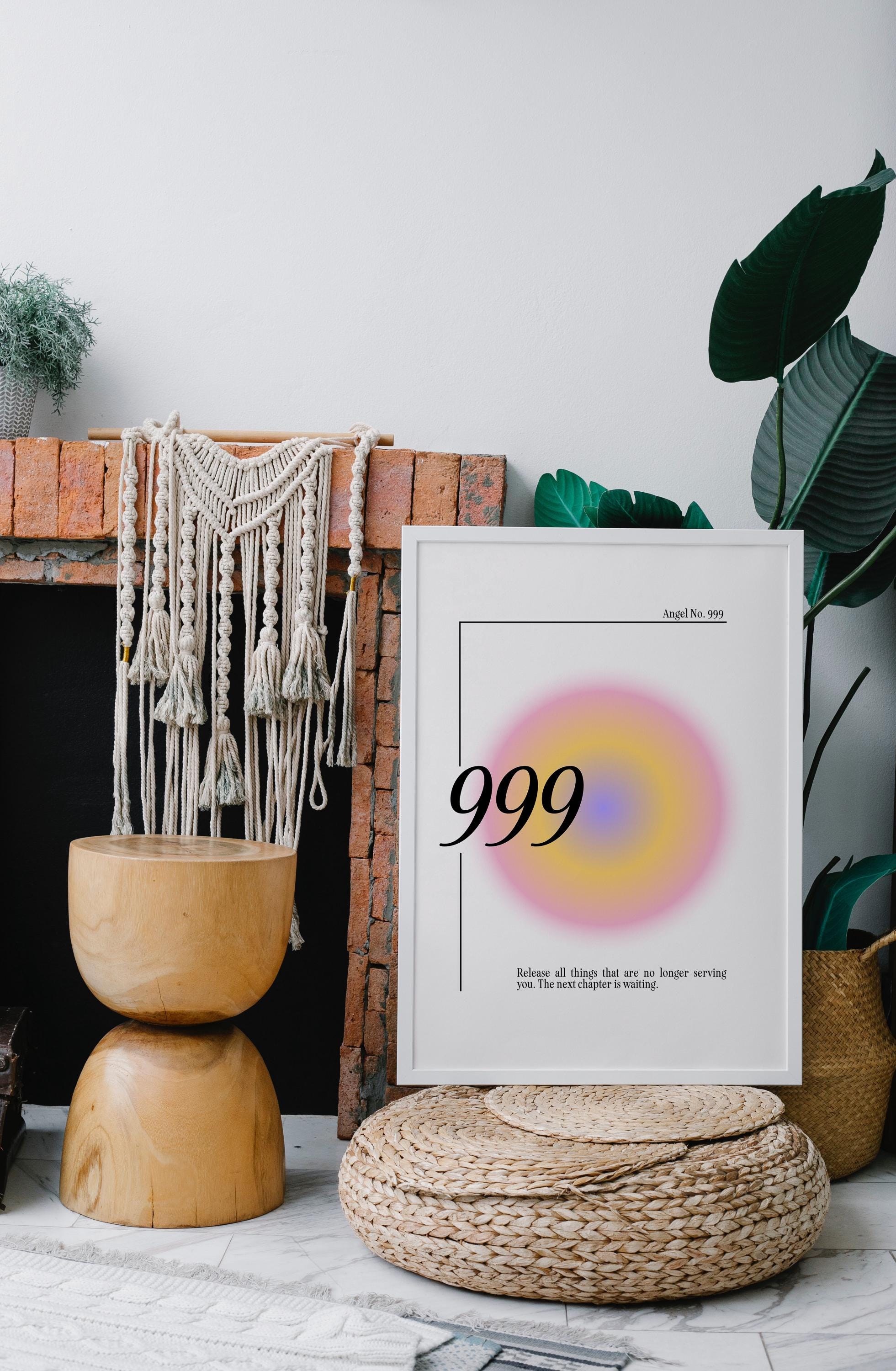 999 Angel Number Poster, Printable Wall Art, Minimalist Spiritual Decor ...