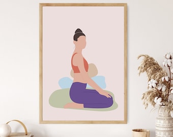 Hero Pose Yoga Poster, Virasana Yoga Pose, Yoga Poster, Yoga Pose Poster, Yoga Artwork, Yoga Studio Decor, Yoga Wall Decor, Yoga Poses