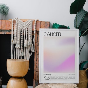 Cancer Zodiac Sign Poster, Minimalist Astrology Print, Digital Download Wall Art, Minimalist Cancer Poster, Cancer Birthday Gift