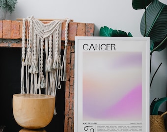 Cancer Zodiac Sign Poster, Minimalist Astrology Print, Digital Download Wall Art, Minimalist Cancer Poster, Cancer Birthday Gift